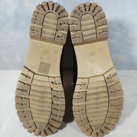 Super Chunky heel black and sherpa bootie comfortable suede 40 - Picture 10 of 12